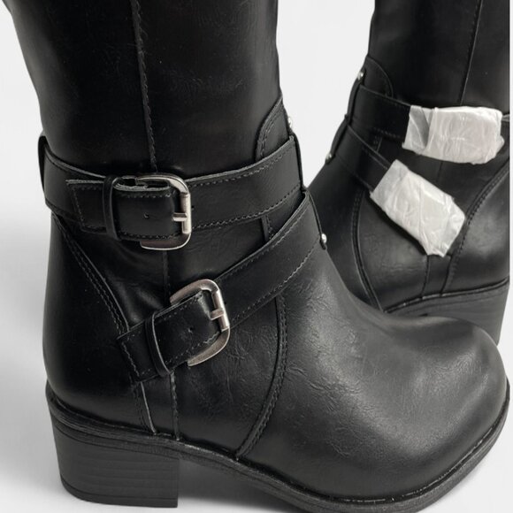 Arizona Riding Boots Brown Black Faux Leather Tall Memory Lined Women's 7.5 Wide - Picture 4 of 11